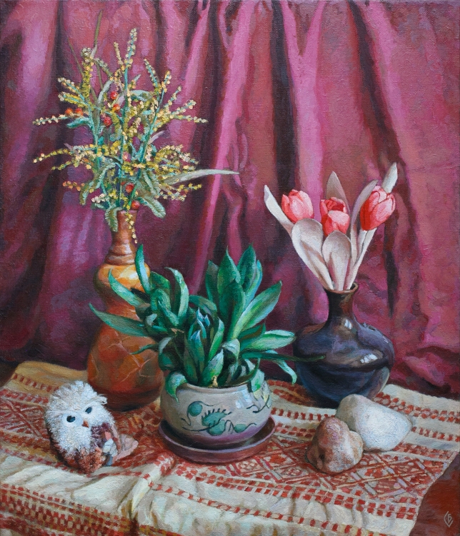 Painting for sale online - Flowers and an owl