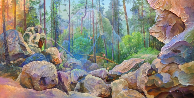 Painting for sale online - Secrets of the Racheyskie Rocks or the Glacier Stopped Here