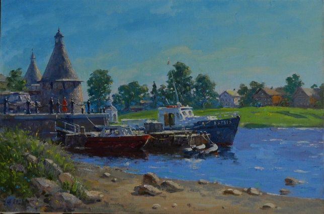 Painting for sale online - Monastery pier.