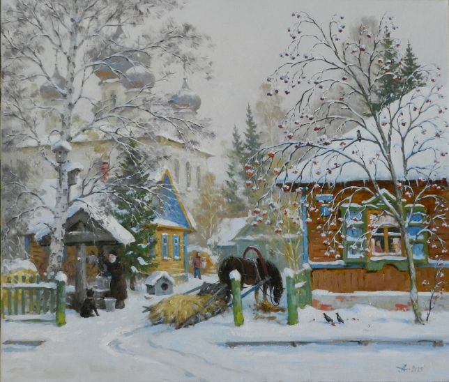 Painting for sale online - Kargopol courtyard. 