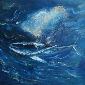 Painting for sale online - Blue whale spouting