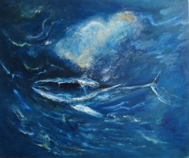 Painting for sale online - Blue whale spouting
