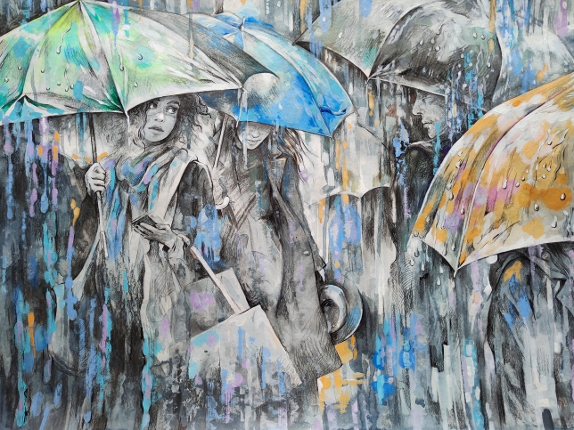 Painting for sale online - Rainy love mood