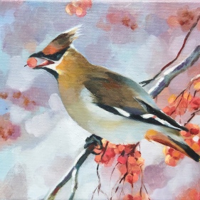 Painting for sale online - Waxwing