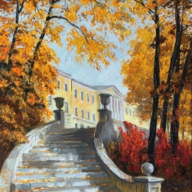 Painting for sale online - Leaf fall in the old park. 