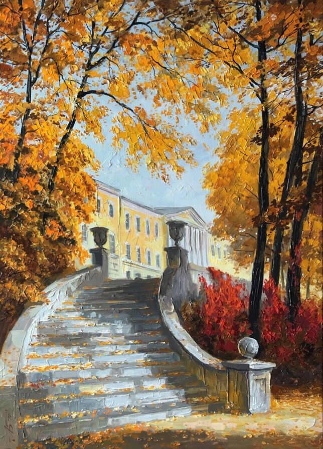 Painting for sale online - Leaf fall in the old park. 
