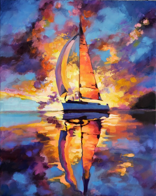 Painting for sale online - Scarlet Sails