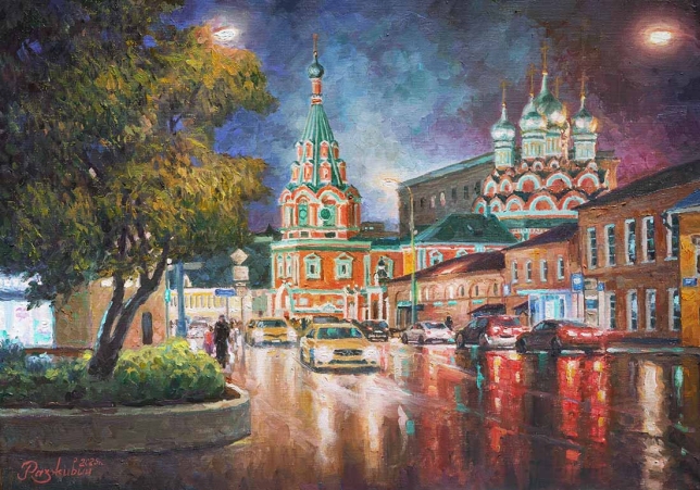Painting for sale online - The atmosphere of Moscow at night