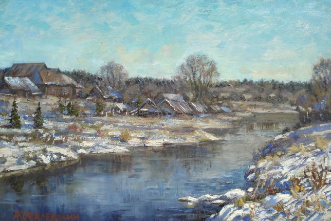 Painting for sale online - Evening in the village