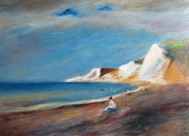 Painting for sale online - Beach at Varengeville (copy of Renoir's painting)