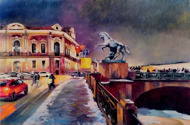 Painting for sale online - Anichkov Bridge