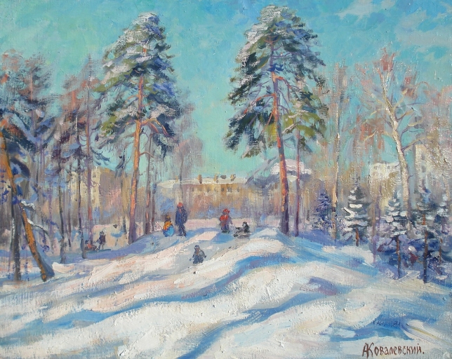 Painting for sale online - In winter on the hills in Izmailovsky forest