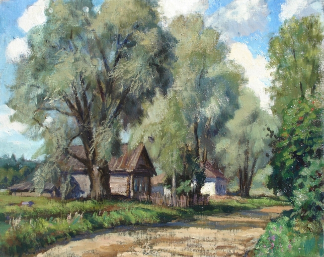 Painting for sale online - Around the bend (Korolevo village)