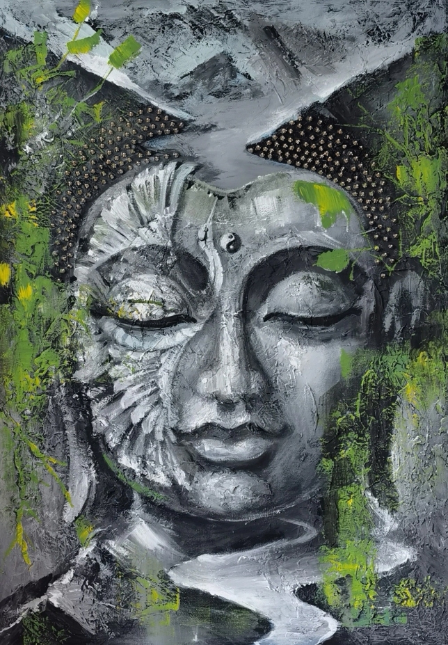 Painting for sale online - Textured painting Buddha. Bali. 