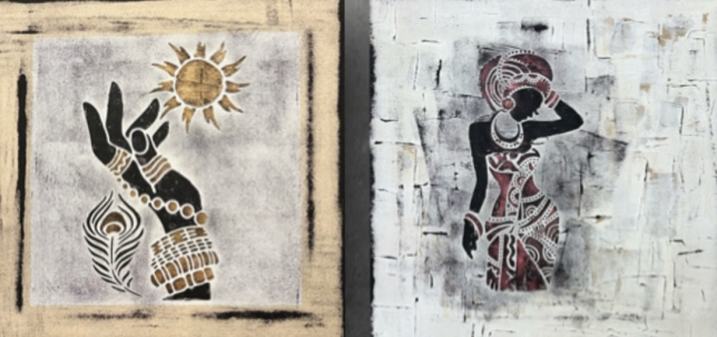 Painting for sale online - Diptych Africa