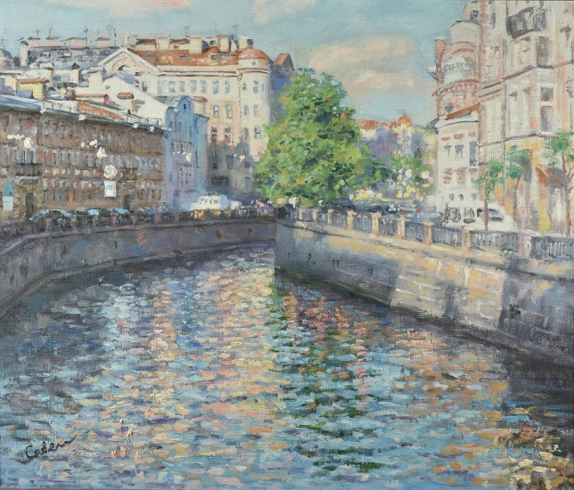 Painting for sale online - Petersburg Canal Griboyedov Cityscape