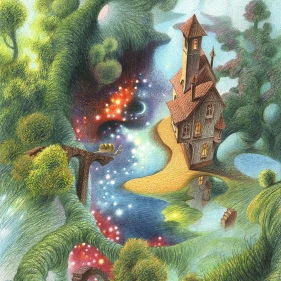 Painting for sale online - THE HOUSE OF WANDERING DOVE. SUMMER