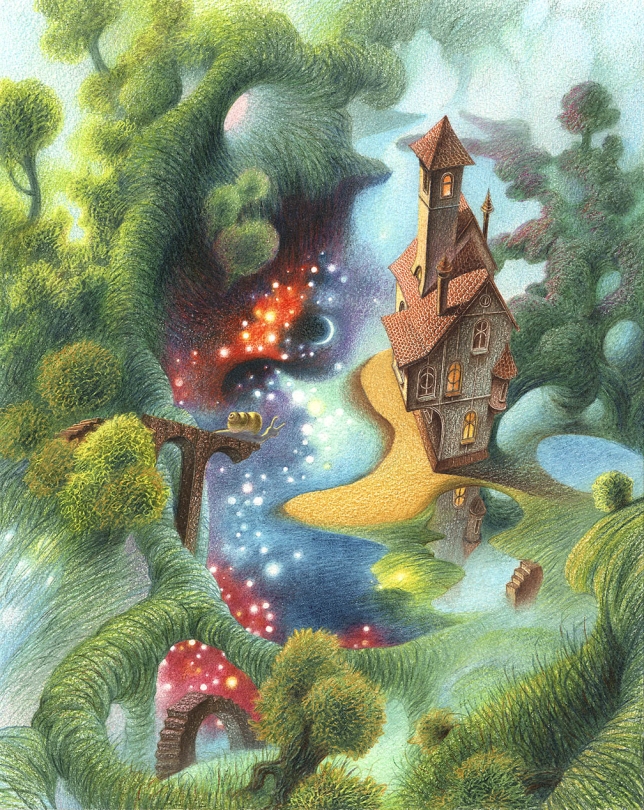 Painting for sale online - THE HOUSE OF WANDERING DOVE. SUMMER