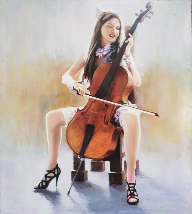 Painting for sale online - Girl and cello