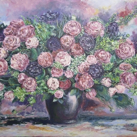 Painting for sale online - Bouquet of peony roses