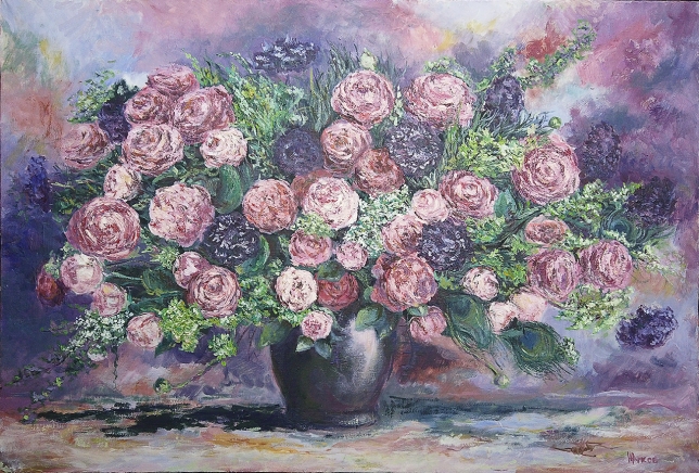 Painting for sale online - Bouquet of peony roses
