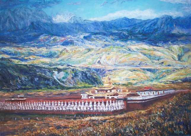 Painting for sale online - Monastery in Tibet