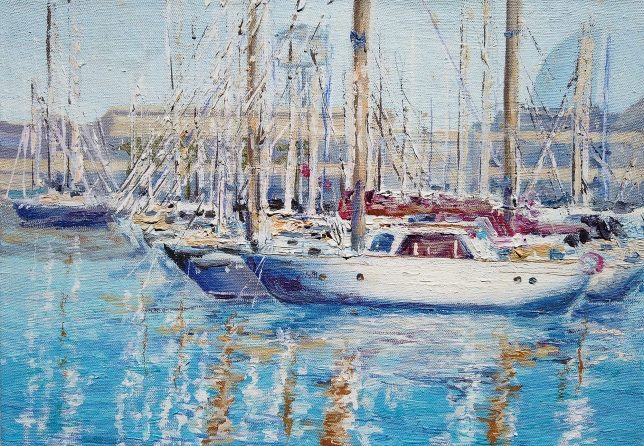 Painting for sale online - Boats in the port