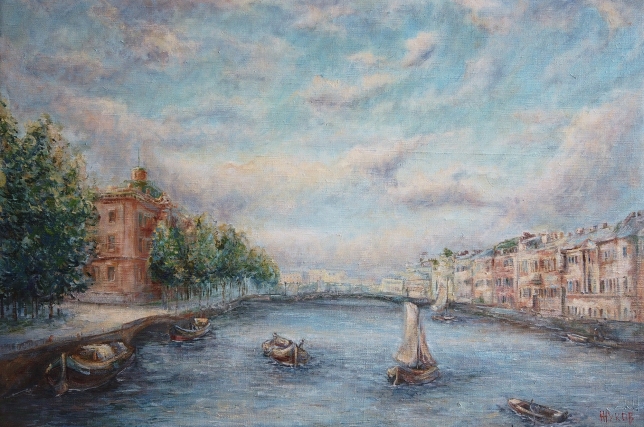 Painting for sale online - Fontanka River, Saint Petersburg