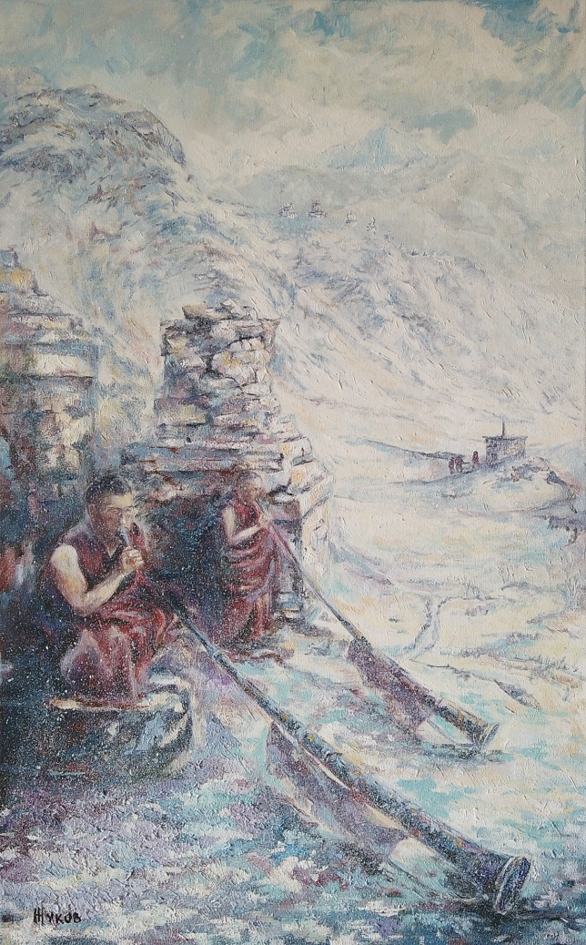 Painting for sale online - Tibetan monks