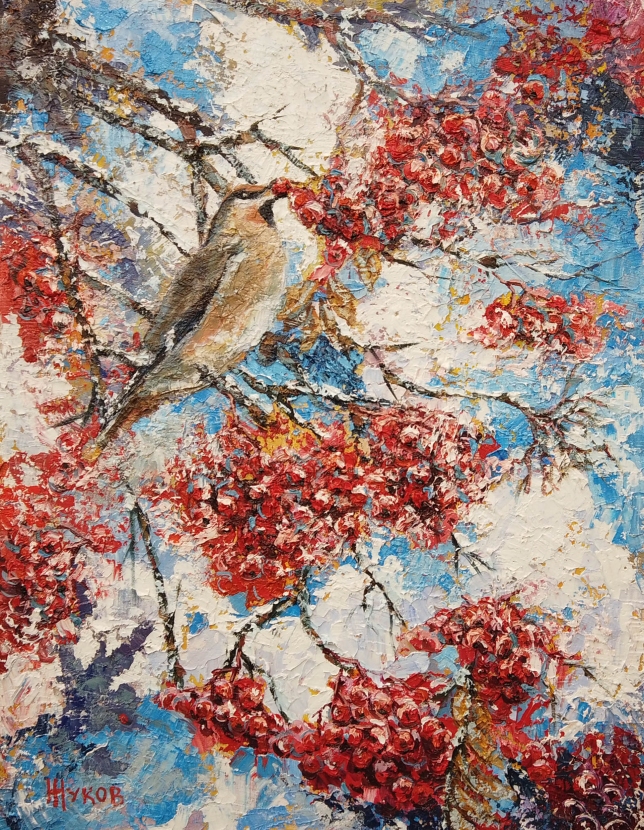 Painting for sale online - Berries and birds