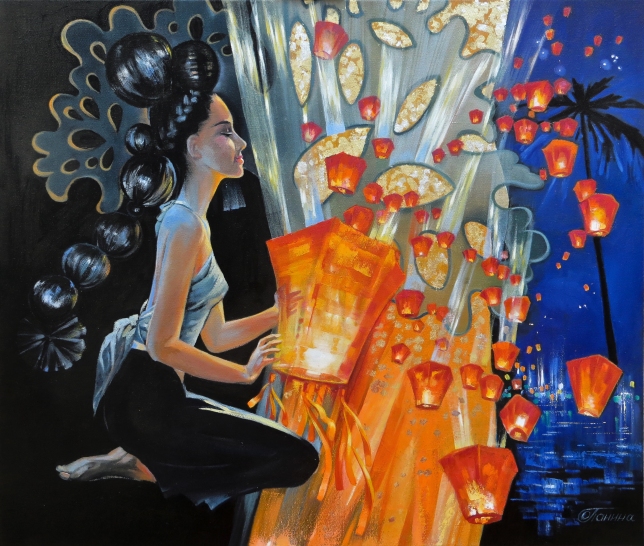 Painting for sale online - Lucky lanterns