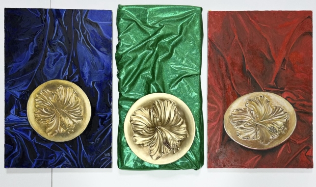 Painting for sale online - Triptych: Blue, Green, Red