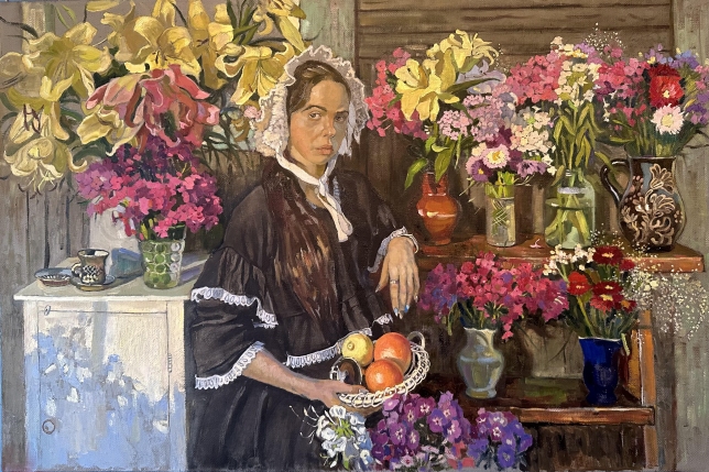 Painting for sale online - Self-portrait in flowers