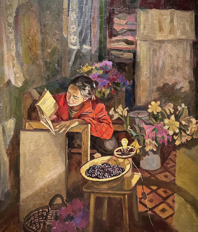 Painting for sale online - Girl reading a book