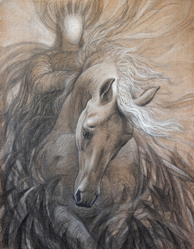 Painting for sale online - WHITE HORSE AND HIS MASTER