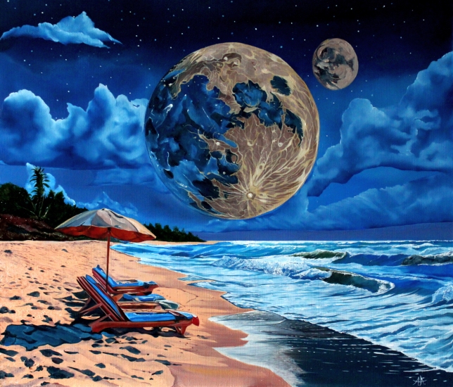 Painting for sale online - Big Moon Blues
