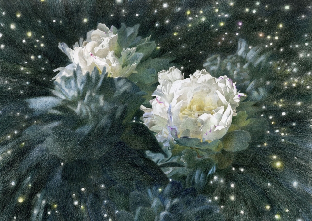 Painting for sale online - CONSTELLATIONS. WHITE PEONIES