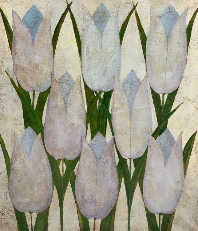 Painting for sale online - White tulips