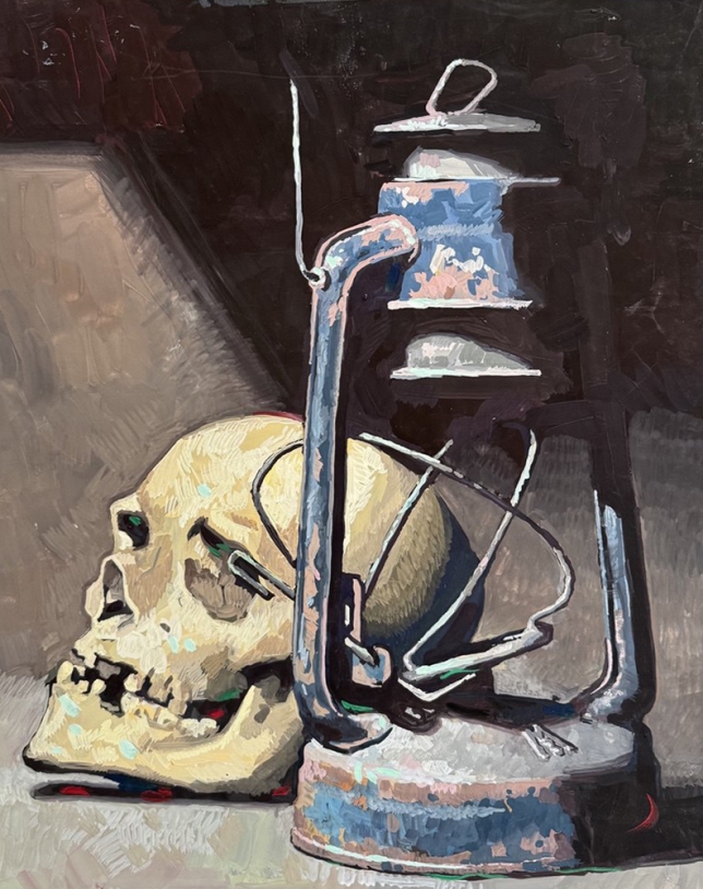 Painting for sale online - Lamp and skull