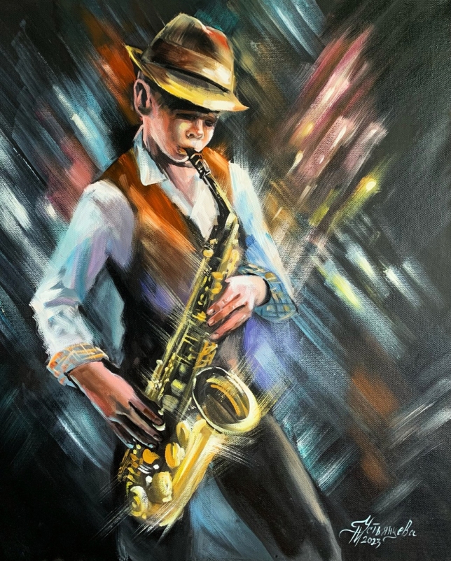 Painting for sale online - Saxophonist