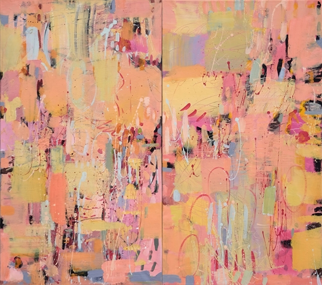 Painting for sale online - Love and apricots (diptych)