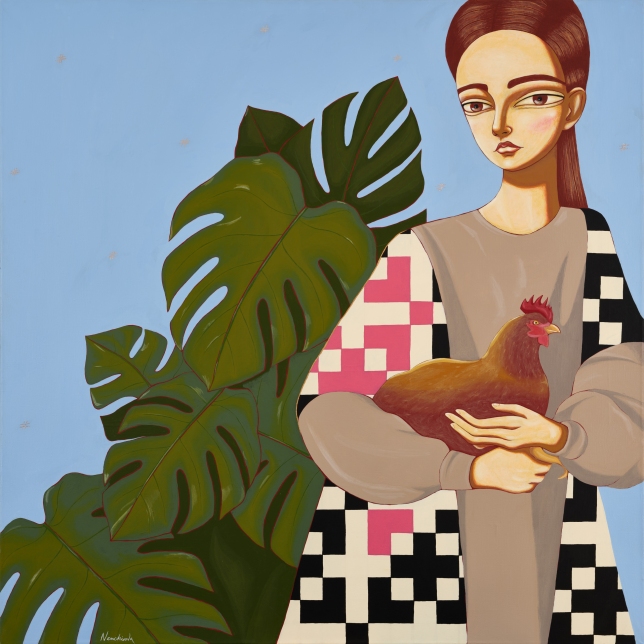 Painting for sale online - A Girl with a Hen