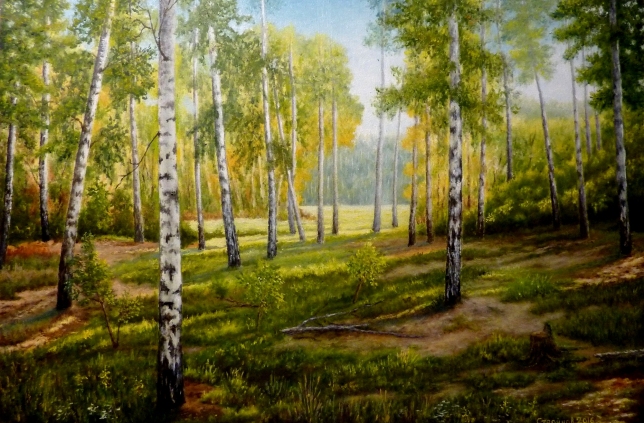 Painting for sale online - Birch grove