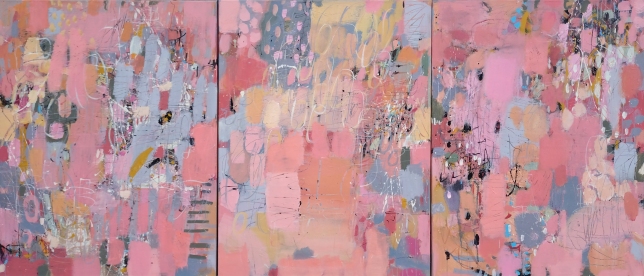 Painting for sale online - Fine aroma's of sakura. Triptych