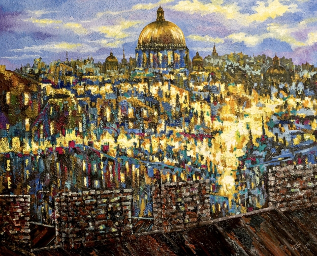 Painting for sale online - Roofs of St. Petersburg
