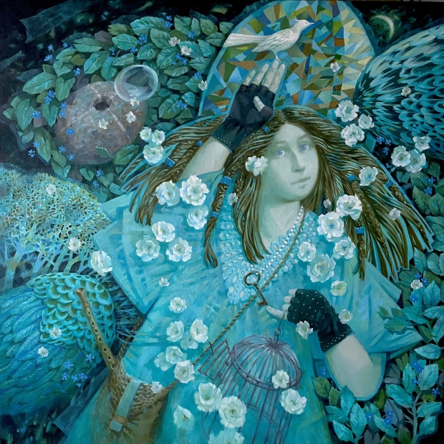 Painting for sale online - Conversation with a bird