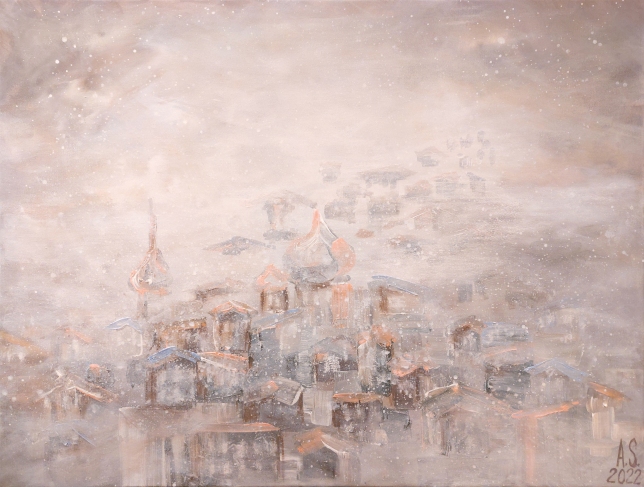 Painting for sale online - Snow over the city