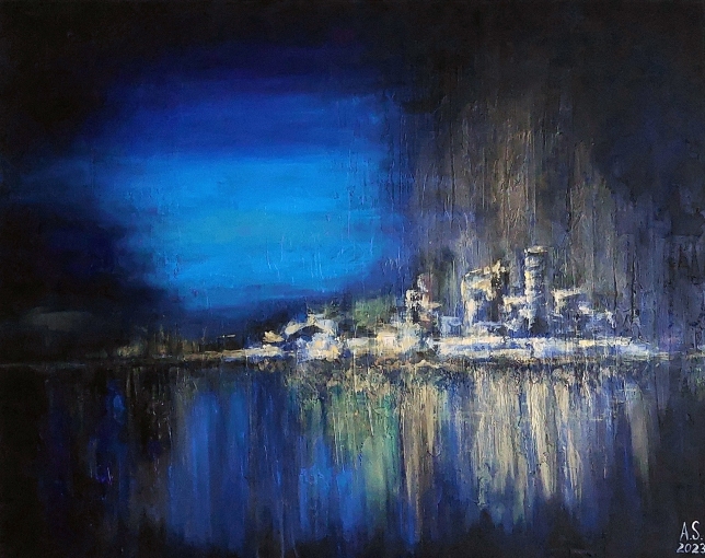 Painting for sale online - Night on the Mediterranean Sea
