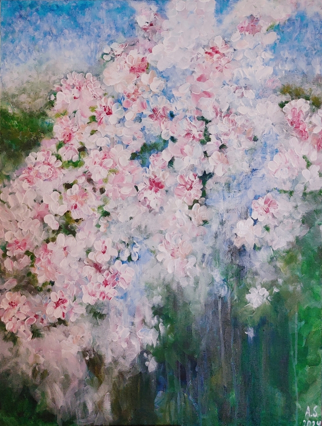 Painting for sale online - Spring. Apple tree