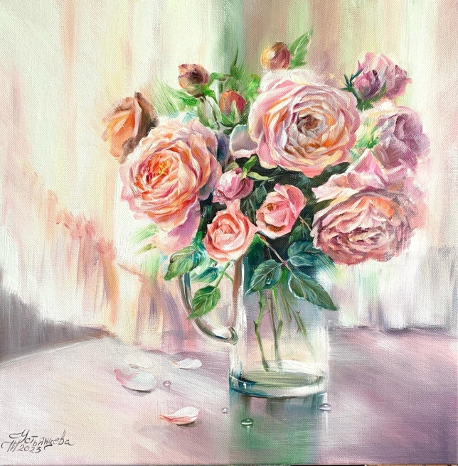 Painting for sale online - Light bouquet oil painting